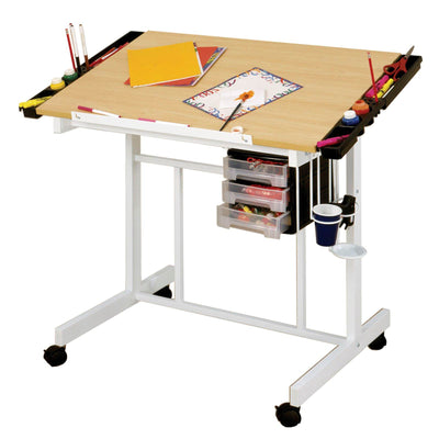 Studio Designs Deluxe Arts and Crafts Drawing and Drafting Table, White & Maple