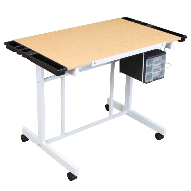 Studio Designs Deluxe Arts and Crafts Drawing and Drafting Table, White & Maple