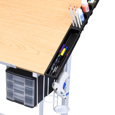 Studio Designs Deluxe Arts and Crafts Drawing and Drafting Table, White & Maple