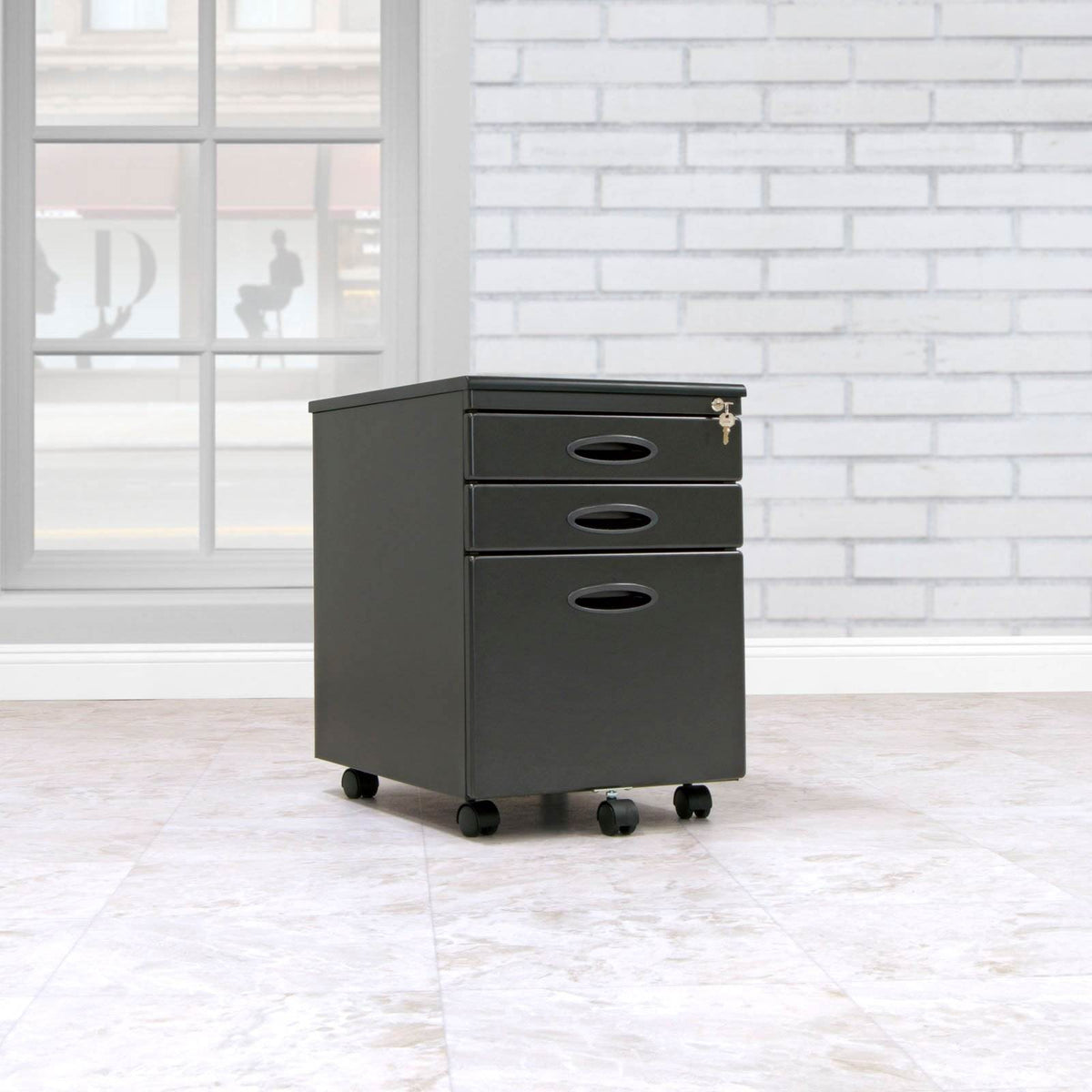 Studio Designs Mobile Home Office 3 Drawer File Storage Cabinet, Gray (Used)