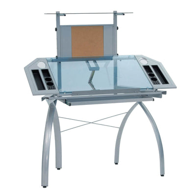 Studio Designs Adjustable Drafting Table Drawing Desk, Silver/Blue (For Parts)