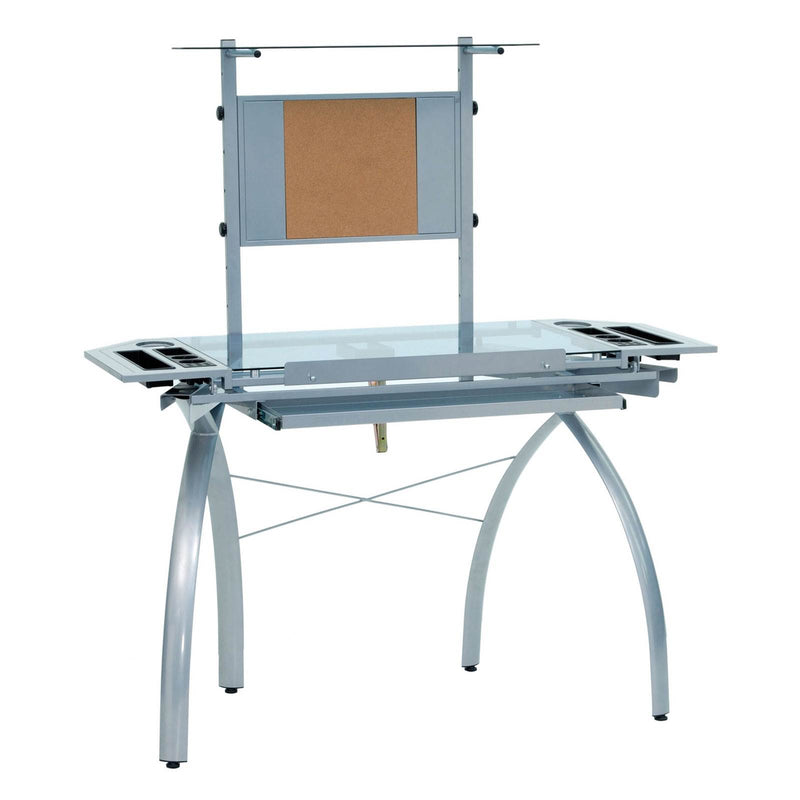 Studio Designs Futura Tower Adjustable Drafting Table Drawing Desk, Silver/Blue