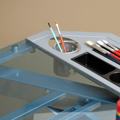 Studio Designs Futura Tower Drafting Table Drawing Desk, Silver/Blue (Open Box)