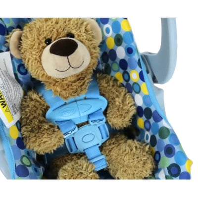 Joovy Toy Doll Pretend Play Children Rocker or Car Seat with Harness, Blue Dot