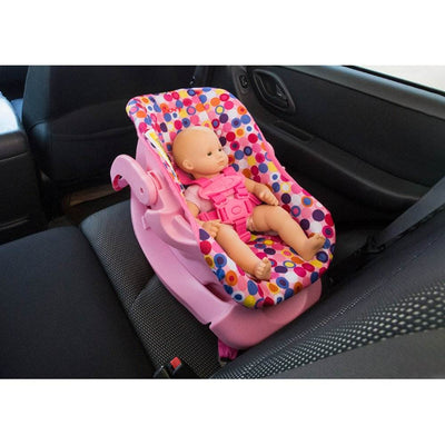 Joovy Toy Doll Pretend Play Children Rocker or Car Seat with Harness, Blue Dot