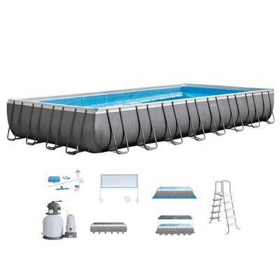 Intex 32'x16'x4.3' Ultra Frame Above Ground Swimming Pool w/ Sand Pump(Open Box)