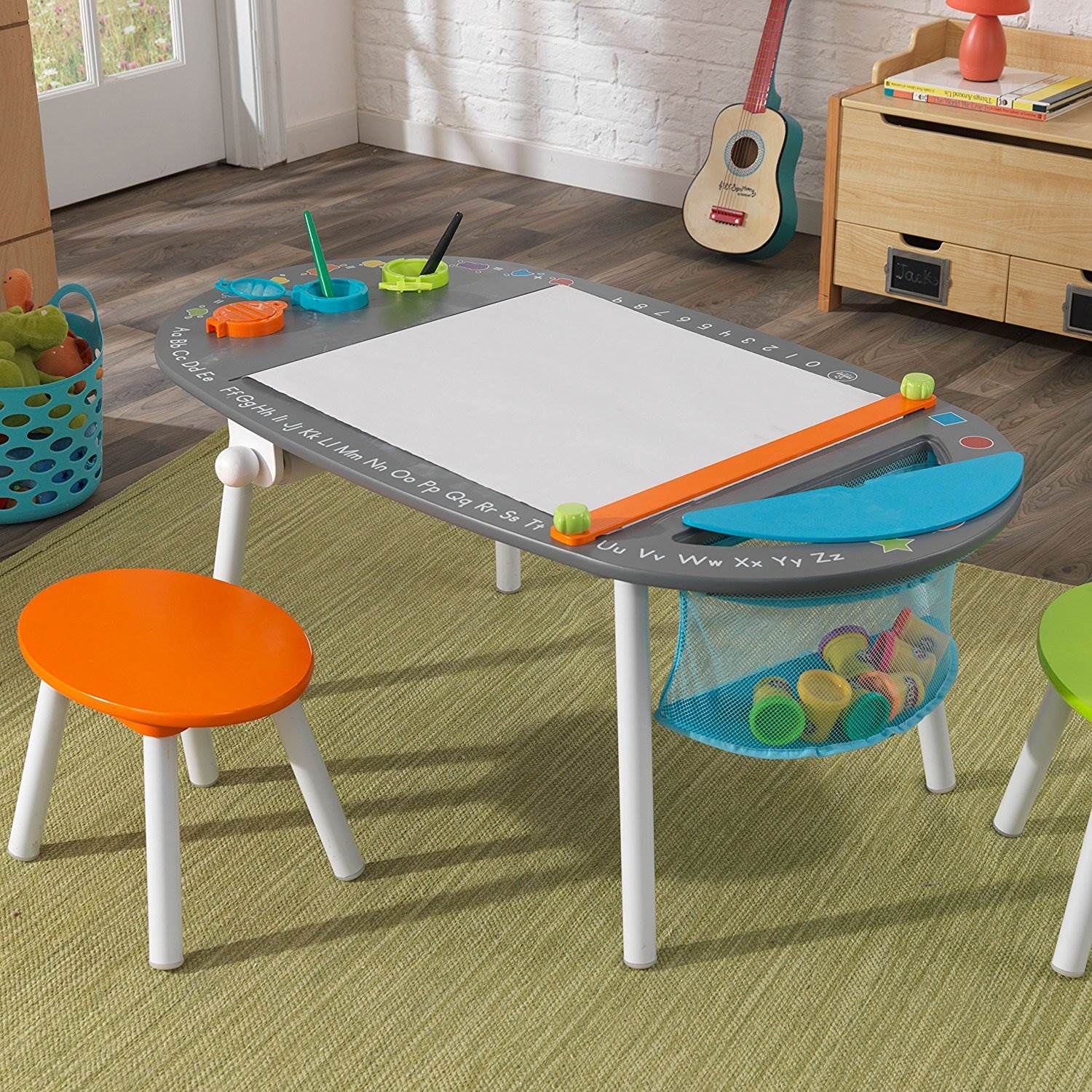 KidKraft Kids 3+ Black Chalkboard Mini Wooden Art Table w/ Stools (Open Box)