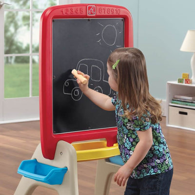 Step2 All-Around Dry Erase Magnetic Chalkboard Kids Learning Easel (Open Box)