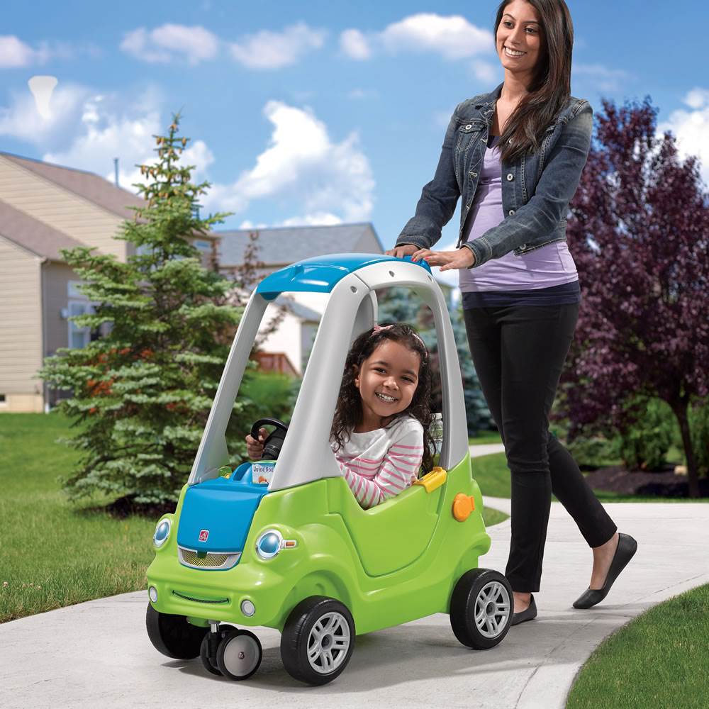 Step2 Toddler Outdoor Push Ride On Toy Car for Kids Easy Turn Coupe in Green