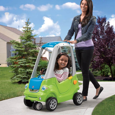 Step2 Toddler Outdoor Push Ride On Toy Car for Kids Easy Turn Coupe in Green