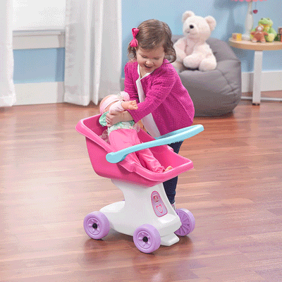 Step2 Love & Care Doll Pretend Play Kids Push Stroller Toy, Pink (Open Box)