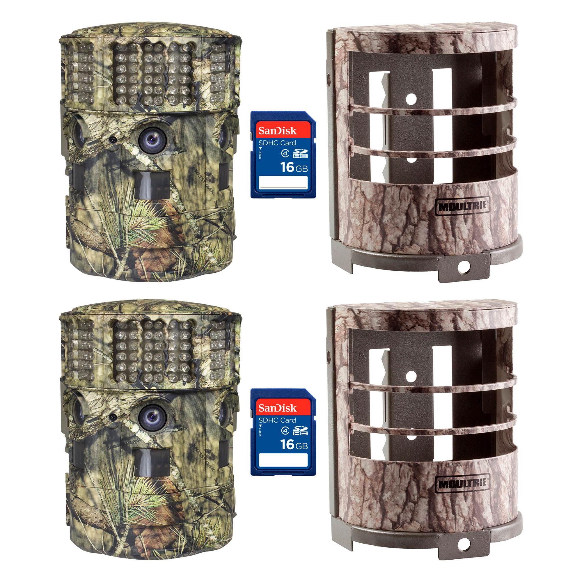 Moultrie 14MP Panoramic 180i Game Camera, 2 Pack with Security Cases & SD Cards