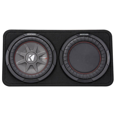 Kicker CompRT 800 Watt Dual 10 Inch Slim 2 Ohm Loaded Sealed Subwoofer Enclosure