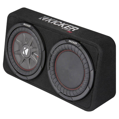 Kicker CompRT 800 Watt Dual 10 Inch Slim 2 Ohm Loaded Sealed Subwoofer Enclosure