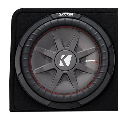 Kicker CompRT 800 Watt Dual 10 Inch Slim 2 Ohm Loaded Sealed Subwoofer Enclosure