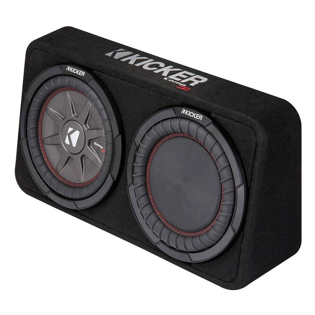 Kicker 800W Dual 10 Inch 4-Ohm Slim Shallow Sealed Loaded Subwoofer Enclosure