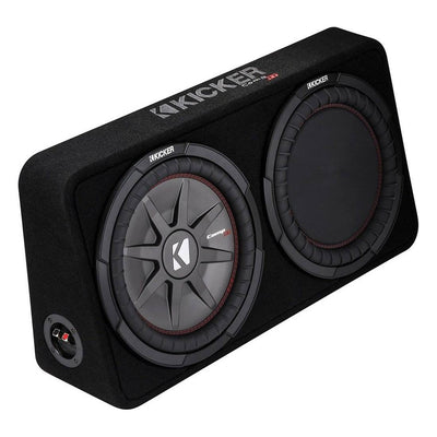Kicker 800W Dual 10 Inch 4-Ohm Slim Shallow Sealed Loaded Subwoofer Enclosure