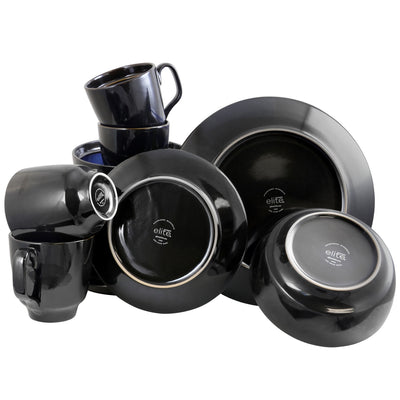 Gibson Elite Bella Galleria 16 Pc Dinnerware with Plates, Bowls, & Mugs (2 Pack)