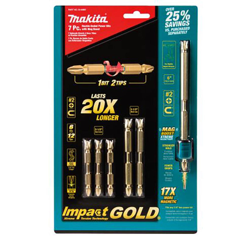 Makita B-44987 Impact Gold 7 Piece Double Ended Power Bit Set with Mag Boost