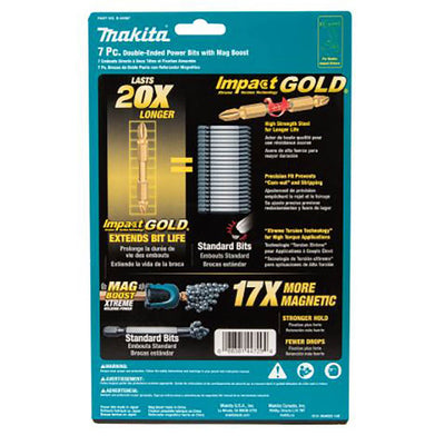 Makita B-44987 Impact Gold 7 Piece Double Ended Power Bit Set with Mag Boost