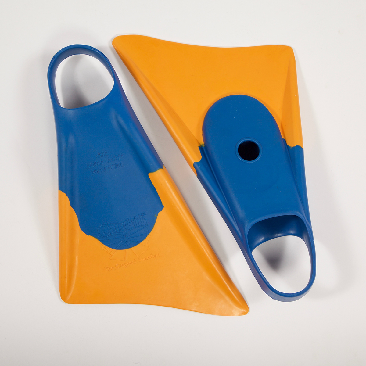 Churchill Makappuu Adult Unisex Rubber Swim Fins, Blue/Orange, X-Large(Open Box)