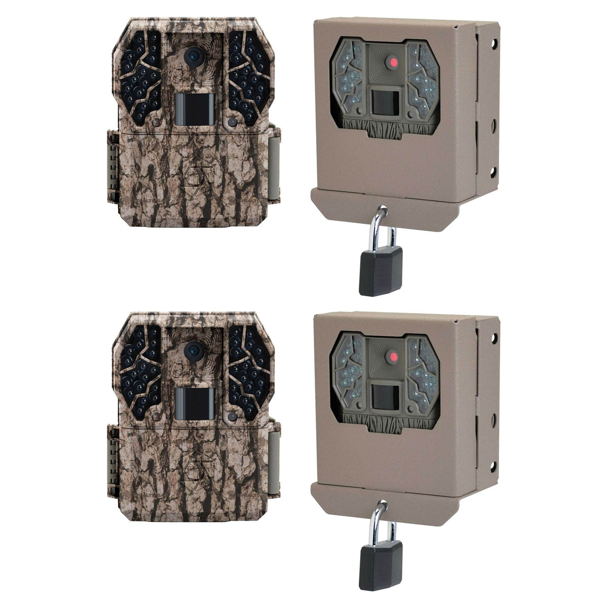 Stealth Cam Z36 No Glo 60' 10MP Video LCD Game Camera, 2 Pack + Security Boxes