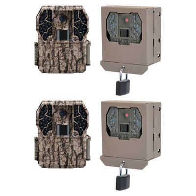 Stealth Cam Z36 No Glo 60' 10MP Video LCD Game Camera, 2 Pack + Security Boxes