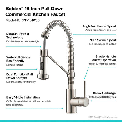 Kraus Bolden 18" Kitchen Faucet w/ Pull Down Sprayhead, Matte Black (Open Box)