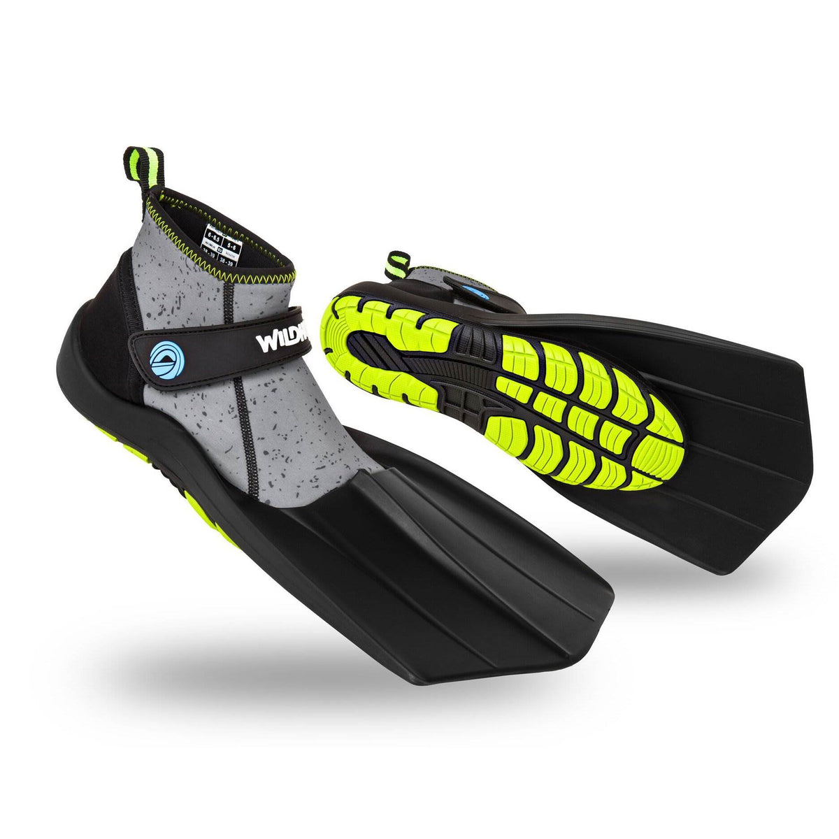 Wildhorn Topside Men's 11 Hydro Snorkel Swim Flippers, Sharkskin (Open Box)