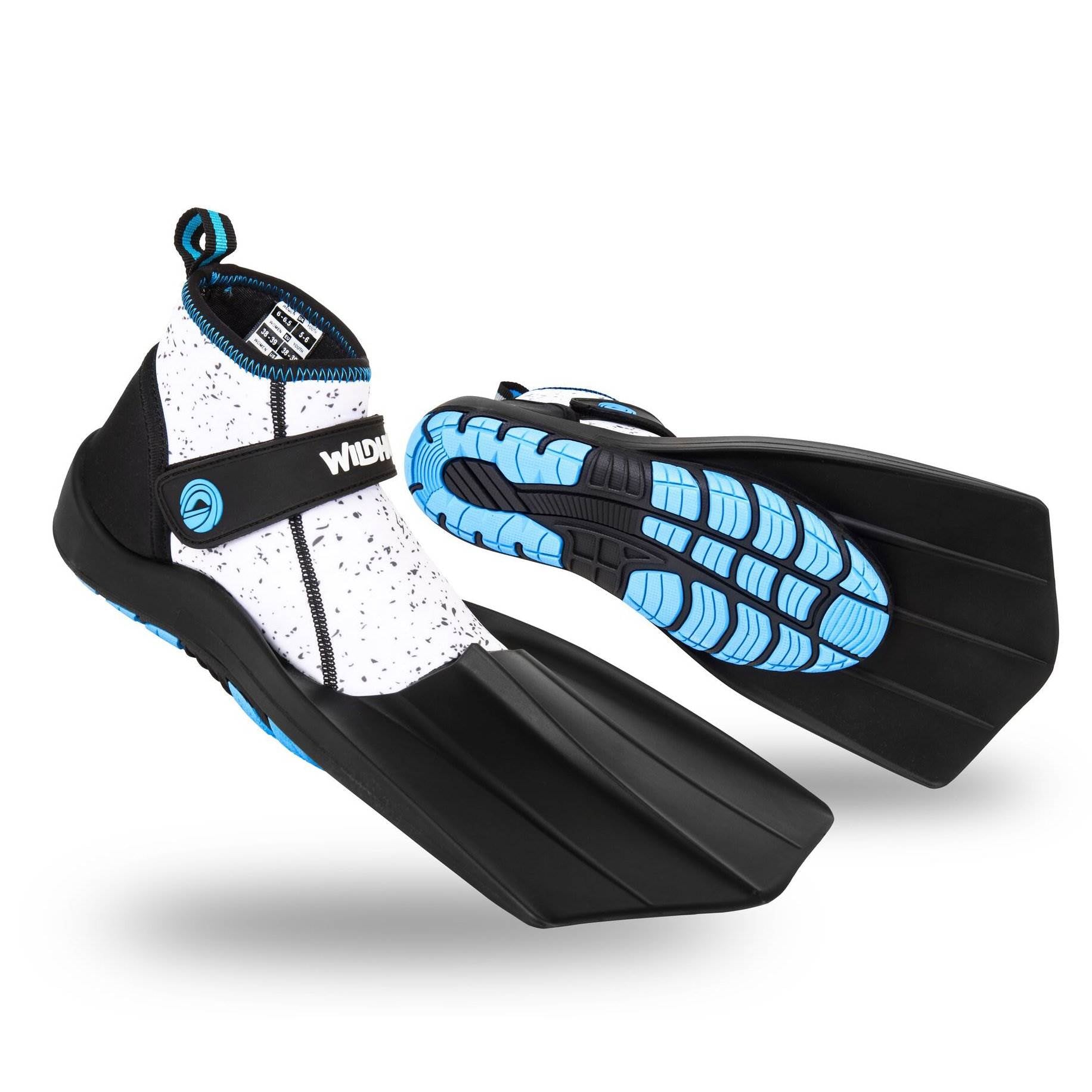 Wildhorn Topside Women's 7 Youth 5 Snorkel Fins Swim Flippers, Pearl Aqua (Used)