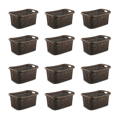 Sterilite Plastic Weave Laundry Organizer Storage Basket, Espresso (12 Pack)