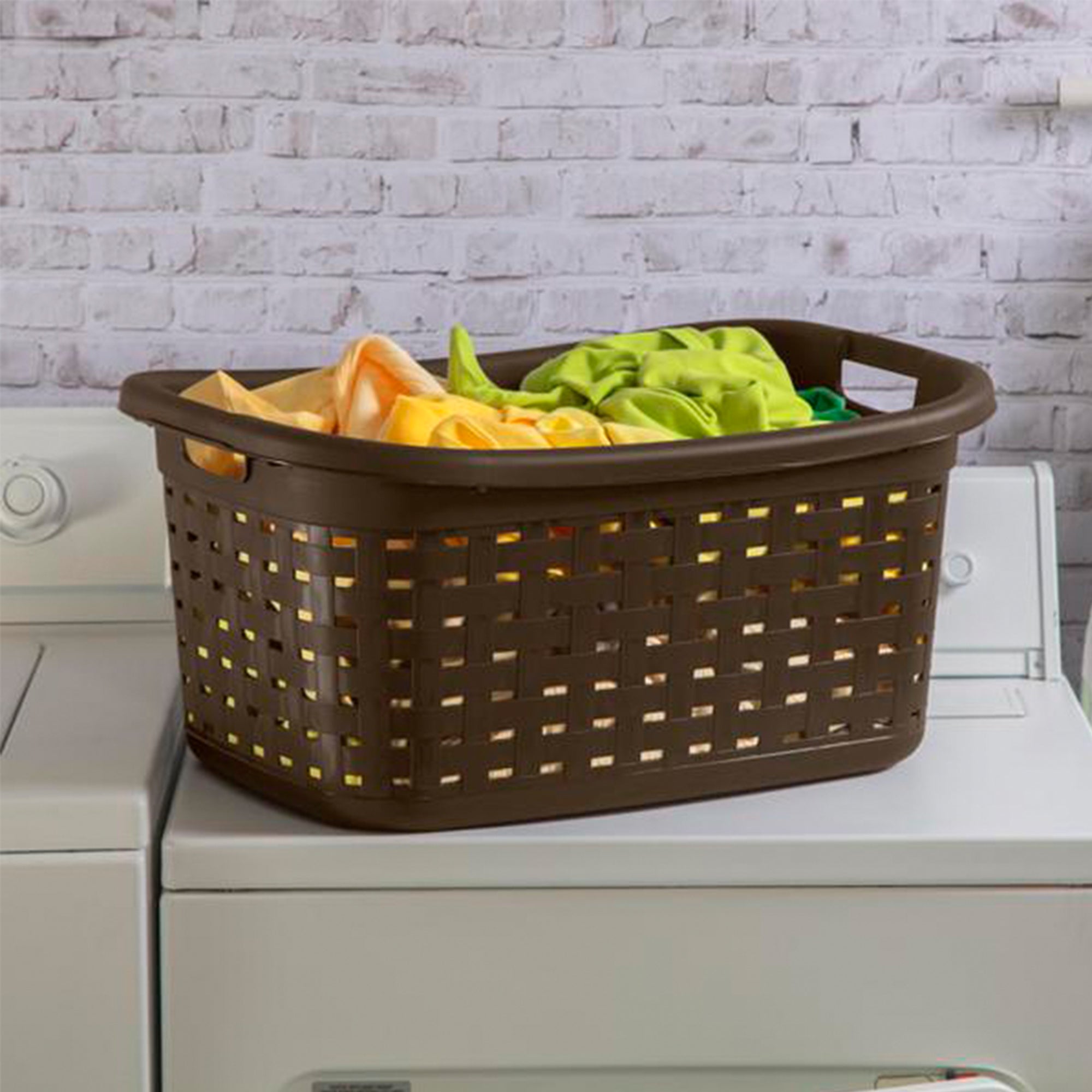 Sterilite Plastic Weave Laundry Organizer Storage Basket, Espresso (12 Pack)