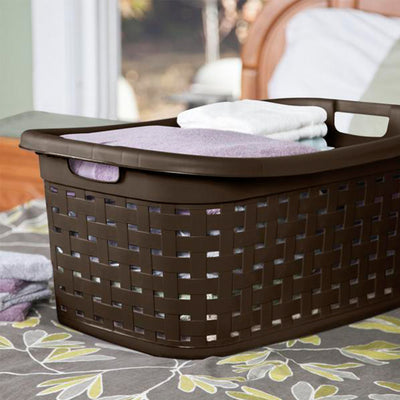 Sterilite Plastic Weave Laundry Organizer Storage Basket, Espresso (12 Pack)