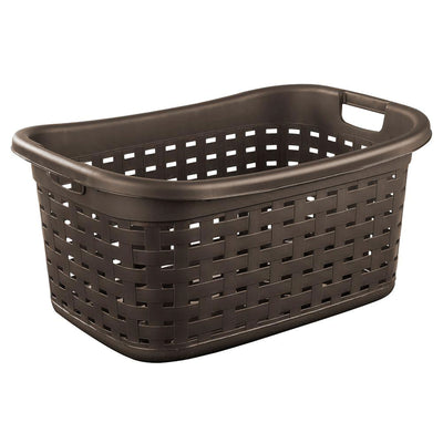 Sterilite Plastic Weave Laundry Organizer Storage Basket, Espresso (18 Pack)