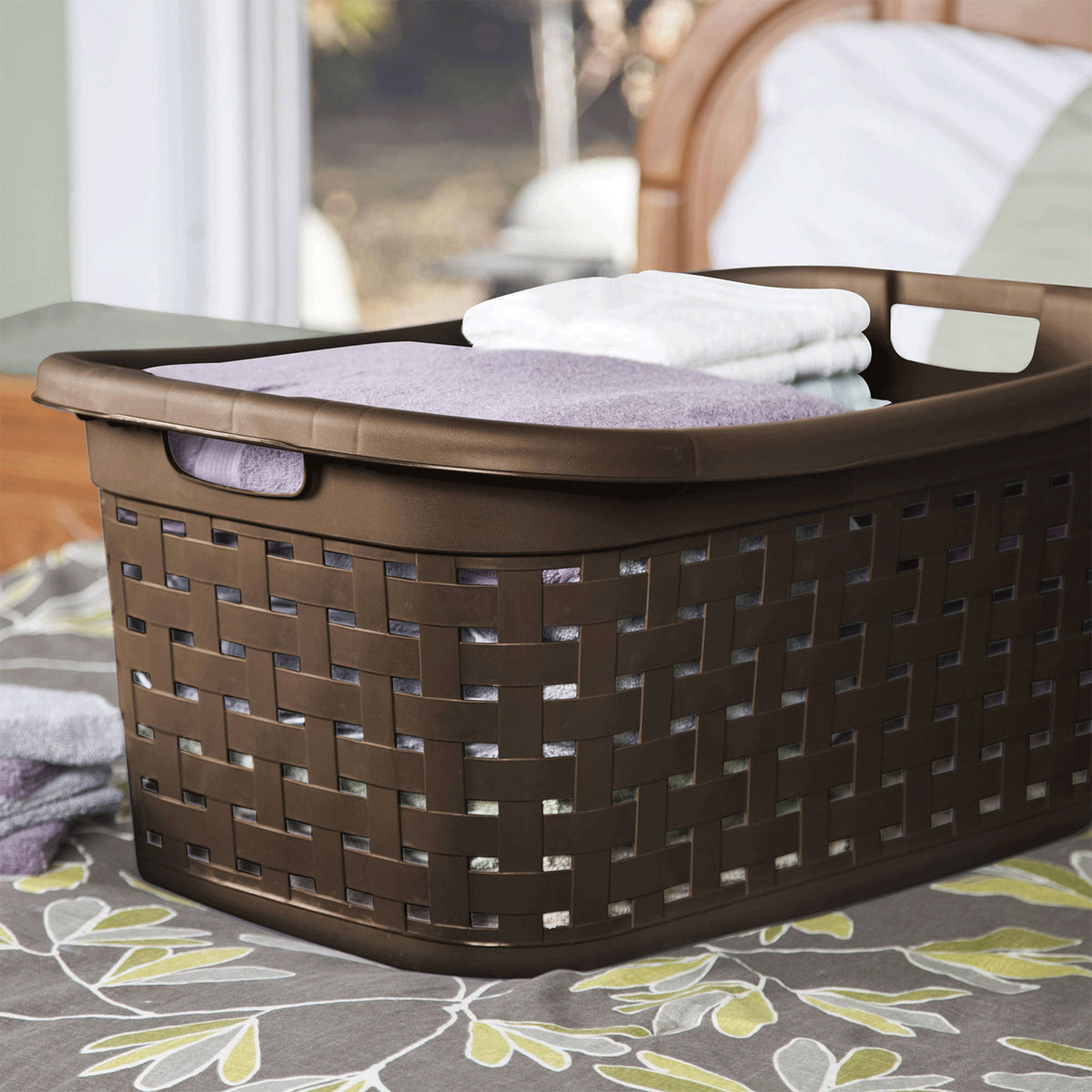 Sterilite Plastic Weave Laundry Organizer Storage Basket, Espresso (18 Pack)
