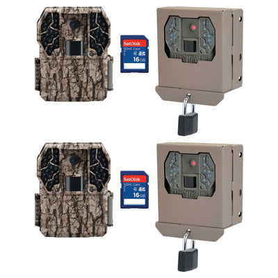 Stealth Cam Z36 No Glo 60' 10MP Game Camera, 2 Pack w/ Security Boxes & SD Cards