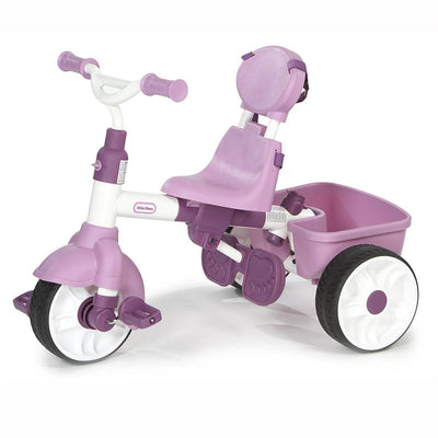 Little Tikes 4-in-1 Basic Edition Parent Push Kid Powered Adjustable Trike, Pink