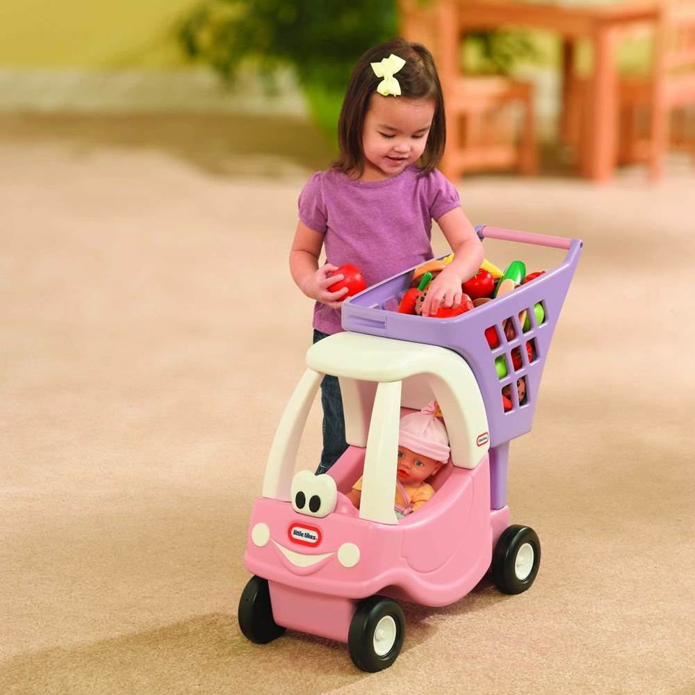 Little Tikes Princess Cozy Coupe Kids Pretend Play Grocery Shopping Cart, Pink