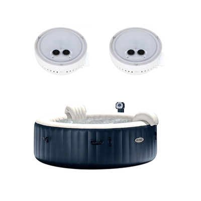 Intex 28409E Inflatable 6 Person Hot Tub Spa with 2 LED Color Changing Lights