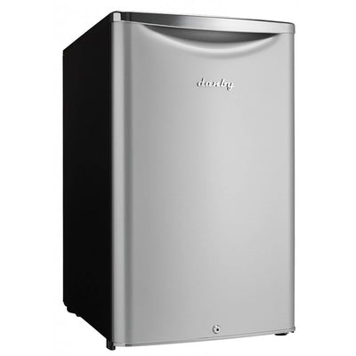 Danby 4.4 Cubic Feet Compact Beverage Refrigerator with Lock, Silver (Damaged)