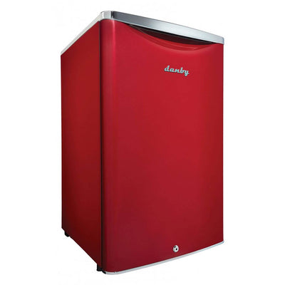 Danby 4.4cu ft Compact Mini Beverage Refrigerator with Lock, Red (For Parts)