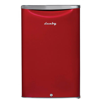Danby 4.4 Cubic Feet Compact Sized Mini Beverage Refrigerator with Lock, Red