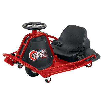 Razor High Torque Motorized Drifting Crazy Cart with Drift Bar and Helmet, Red