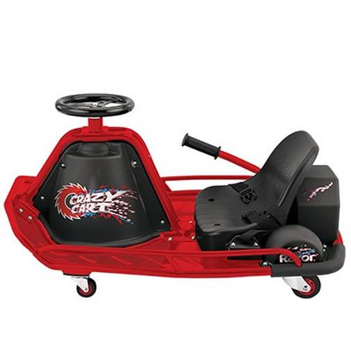 Razor High Torque Motorized Drifting Crazy Cart with Drift Bar and Helmet, Red