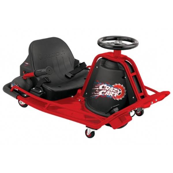Razor High Torque Motorized Drifting Crazy Cart with Drift Bar and Helmet, Red