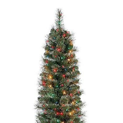 Home Heritage Stanley 7' Artificial Pine Pre-Lit Color Christmas Tree (Open Box)