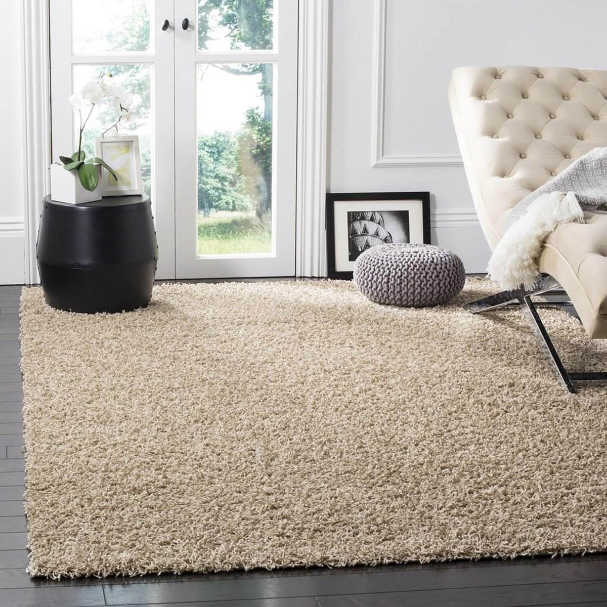 Safavieh Athens Shag Collection 5' x 7' Indoor Carpet Area Rug, Beige (Open Box)
