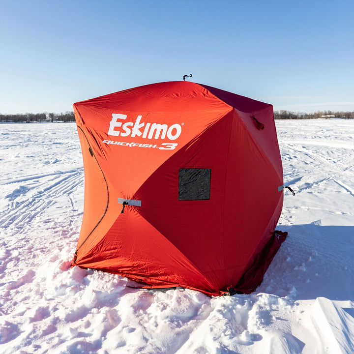 Eskimo QuickFish 3 Portable 3-Person Pop Up Ice Fishing Shanty Shack, (2 Pack) - VMInnovations