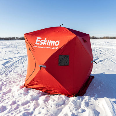 Eskimo QuickFish 3 Portable 3-Person Pop Up Ice Fishing Shanty Shack, (2 Pack)