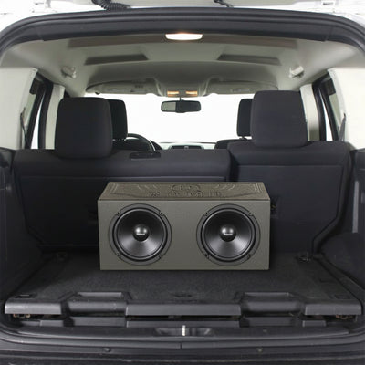 QPower QBOMB8V Dual 8 Inch Vented Port Subwoofer Sub Box with Bedliner Spray - VMInnovations